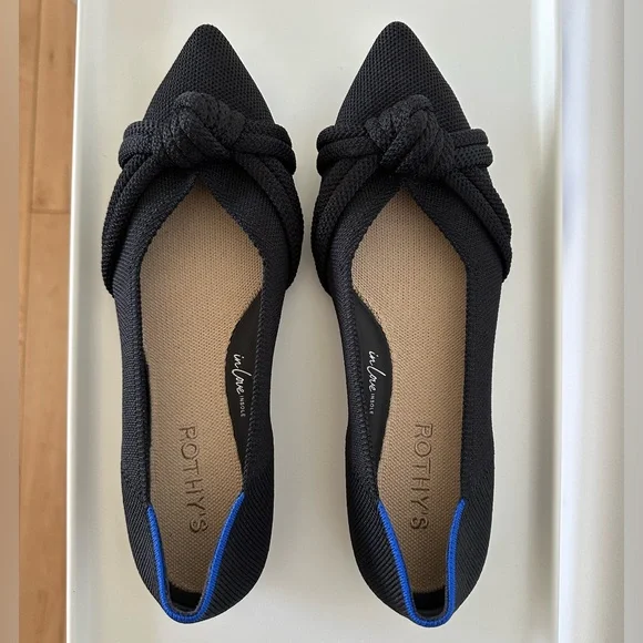 Rothy’s The Knot Point II flats in black, size W 7.5 - Picture 1 of 3